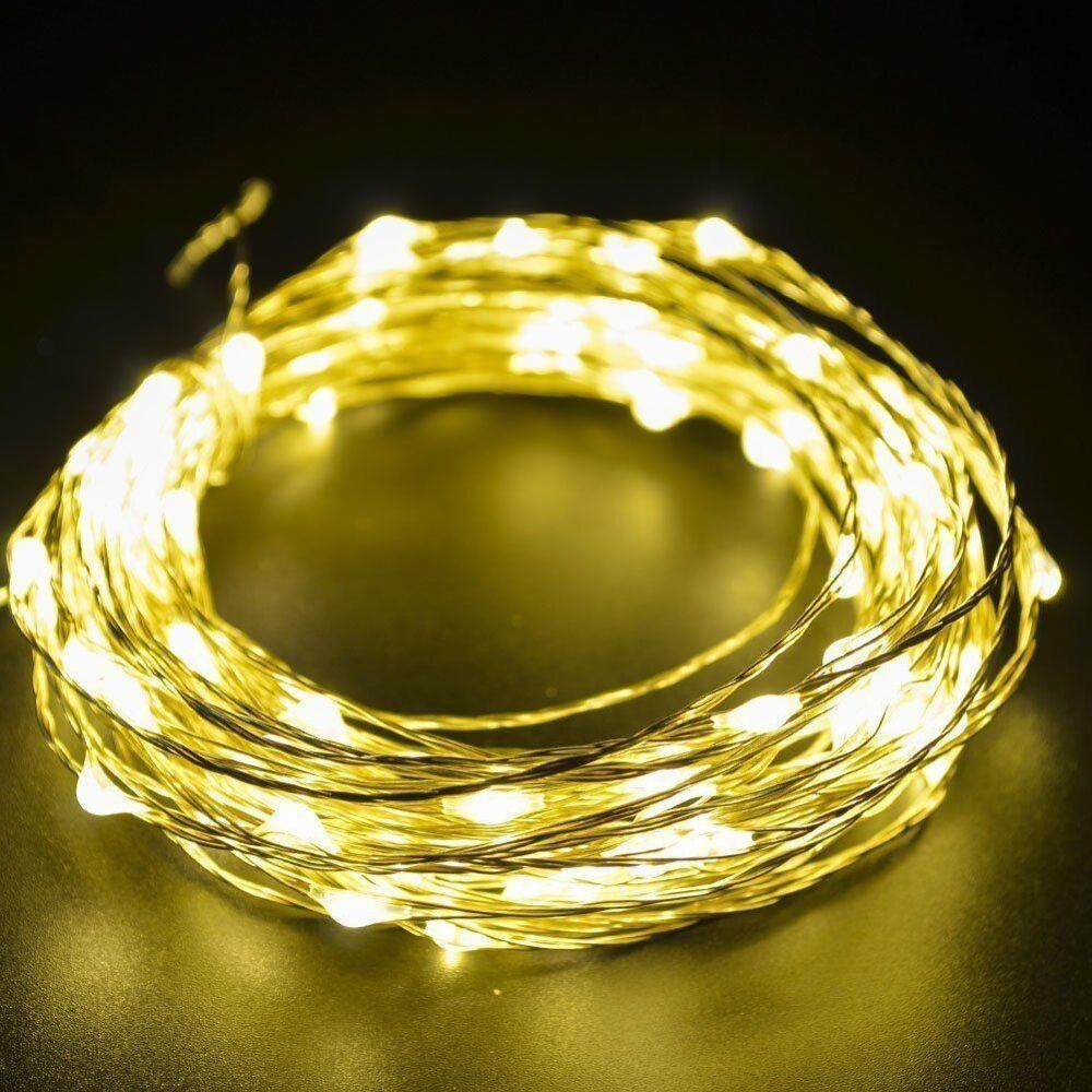 Светодиодная гирлянда Sun Lamp Капля Росы 100 LED, 10м теплый белый свет, батарейки 3 АА