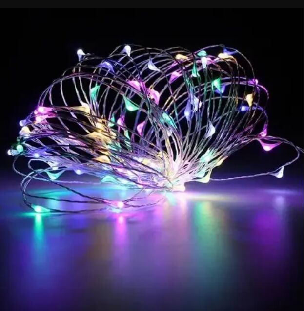 Светодиодная гирлянда нить капля росы 4.5м 50led батарейки RGB