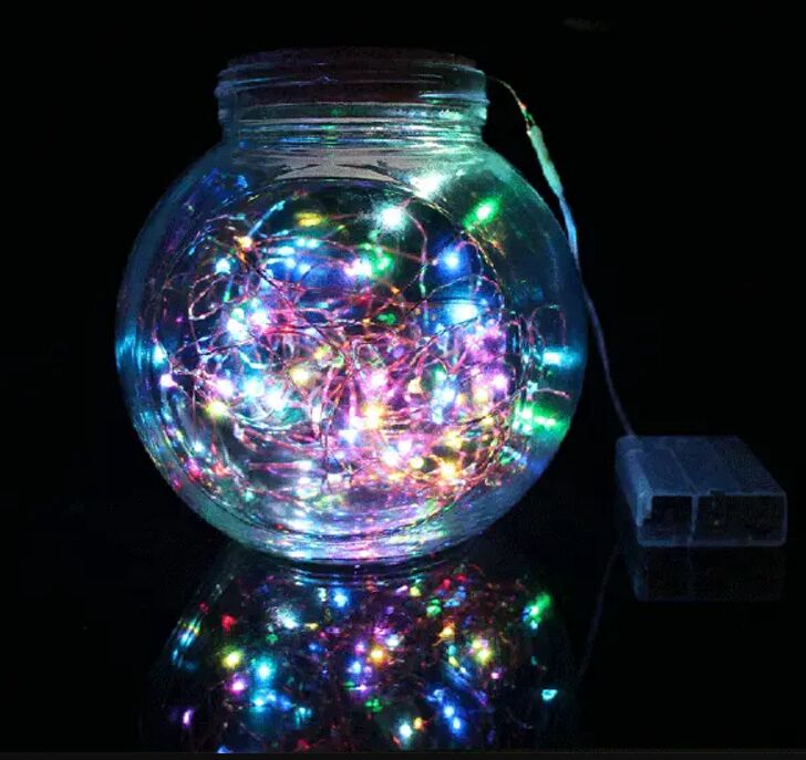 Светодиодная гирлянда нить капля росы 4.5м 50led батарейки RGB