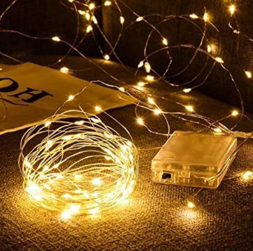Светодиодная гирлянда нить проволка капля росы 2м 20led БАТАРЕЙКИ Warm White