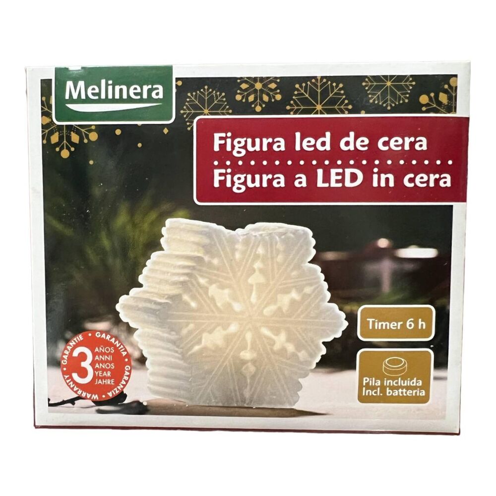 Светодиодный ночник восковая LED свеча Снежинка Melinera батарейка