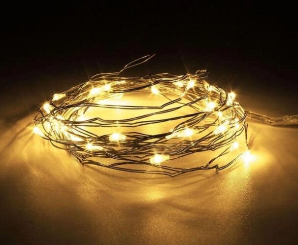 Светодиодная гирлянда нить проволка капля росы 2м 20led БАТАРЕЙКИ Warm White