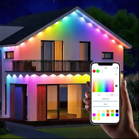 Умный Smart rgbic уличный светильник для фасадов домов, длина 30метров, 72 led лампы