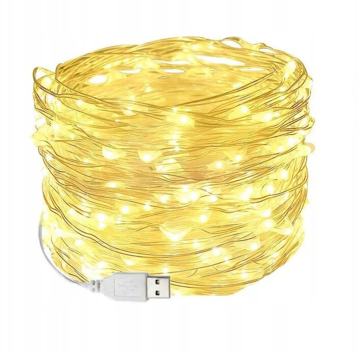 Гирлянда капля росы usb Sun Lamp 200 led нить длина 20м c USB для 5v, от powerbank