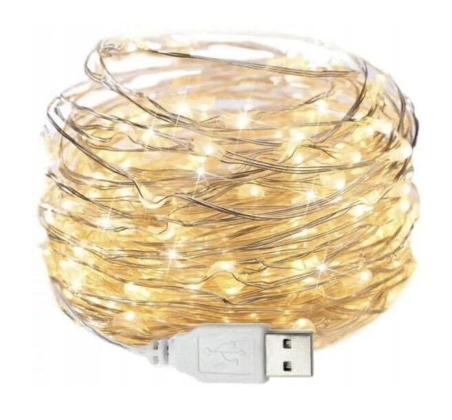 Гирлянда капля росы usb Sun Lamp 100 led нить длина 10м c USB для 5v, от powerbank