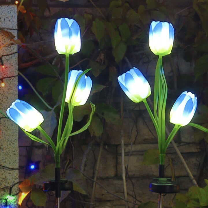 Вуличні садові світильники BlueTulip flower на сонячній батареї, квіти тюльпани 2 шт. для двору, тераси