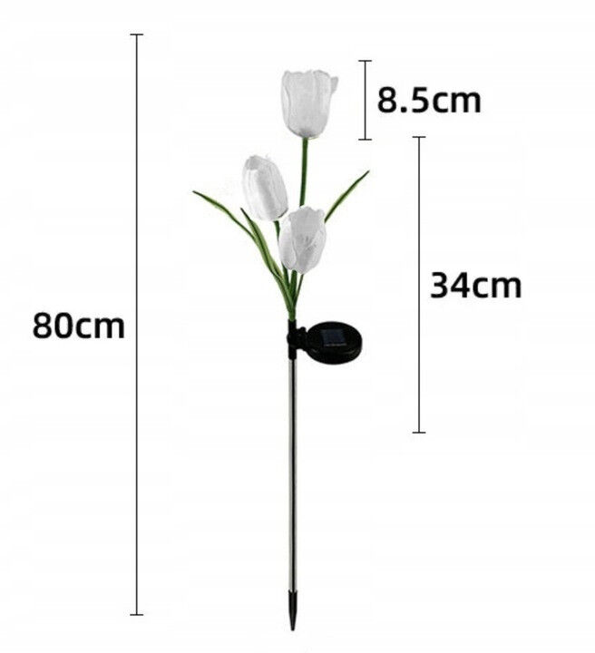 Вуличні садові світильники White Tulip flower на сонячній батареї, квіти тюльпани 2 шт. для двору, тераси
