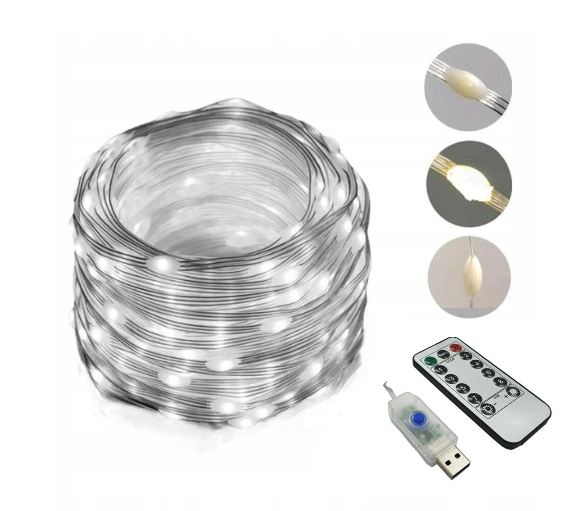 Вулична світлодіодна гірлянда стрічка 200 LED USB з пультом дистанційного керування великі краплі