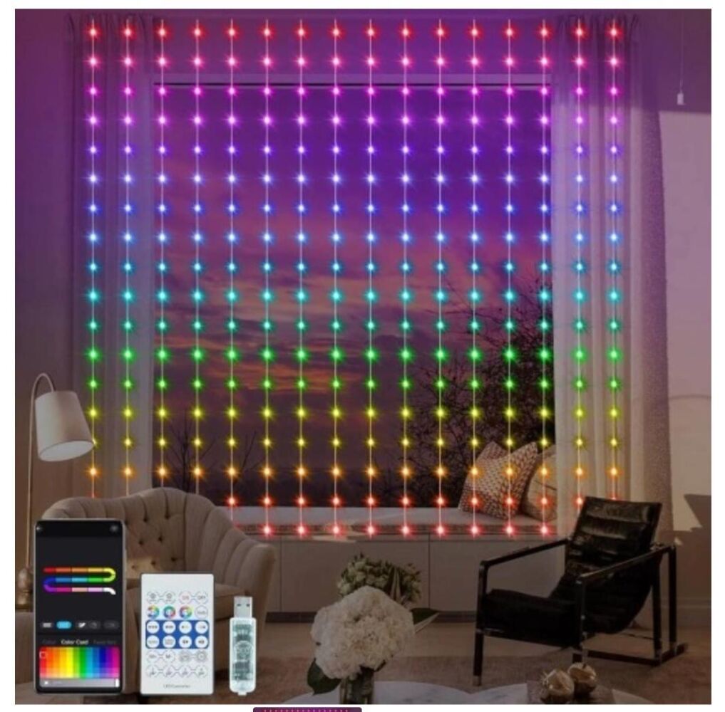 Умная гирлянда-штора SunLamp Smart 3x3м RGB с управлением Bluetooth, музыкальный и режим водопад