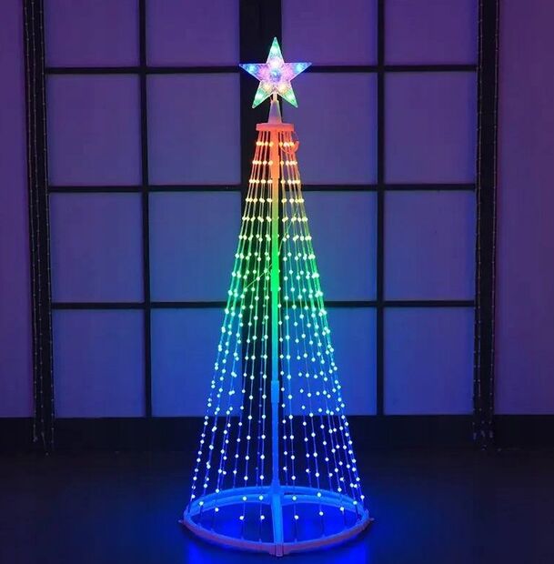 Новогодняя конусная елка умная светодиодная 250см LED гирлянда 340 лампочек RGB, Bluetooth