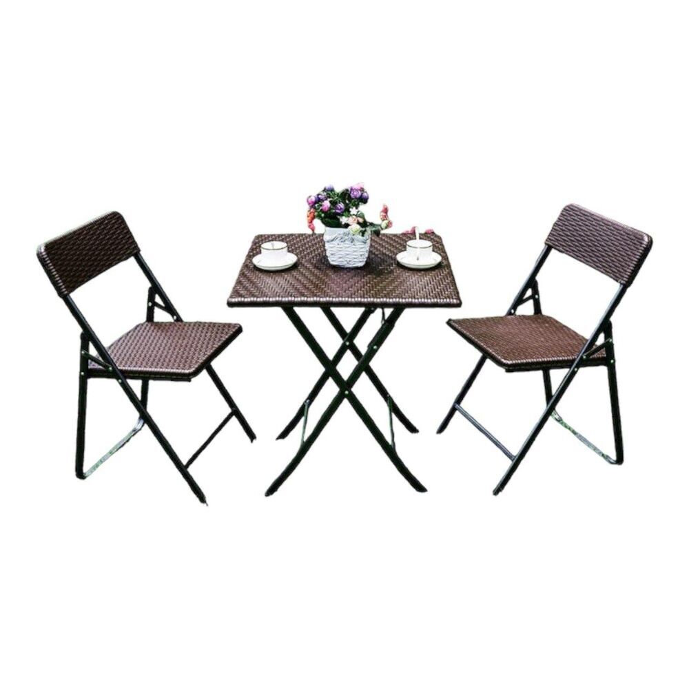 Комплект садових меблів SpringFun стиль Rattan brown розкладні для відпочинку, банкету, туризму, кейтерингу та заходів стіл складний + 2 стільці