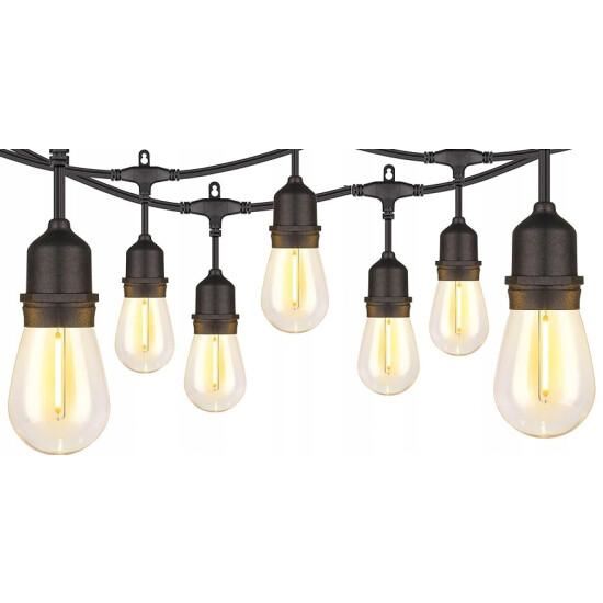 Гірлянда садова світлодіодна RED GARDEN 15м 15x LED лампочки E27 IP44 теплий білий 2700K для саду, балкону, тераси